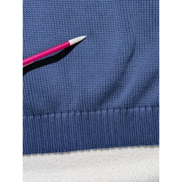 Cutter & Buck Blue‎ Cotton Sweater XL Chunky Knit Elbow Patch - Picture 3 of 13